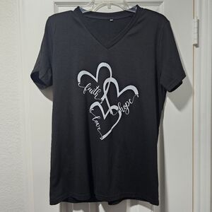 New Faith Hope & Love V-Neck Tee M